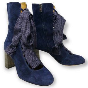 CHLOE Ankle Boots, Style #CH25533, Blue Lagoon, Testa Cuoio Nero Heel, EUR 38.5